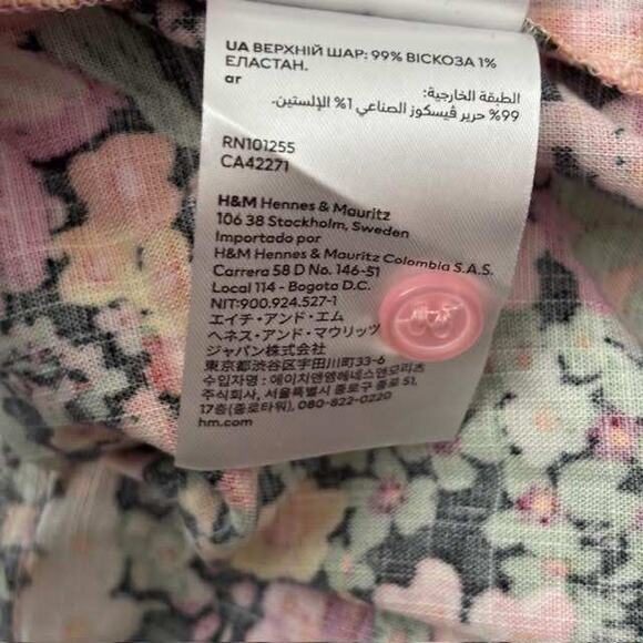 H&M Floral Loose Fit Resort Shirt Black/Floral Womens Size S - Picture 12 of 14